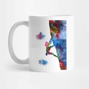 Rock climbing extreme sport woman Mug